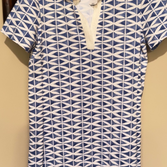 J. McLaughlin NWT Sonnet Dress . Off White /Blue textured Fretwork.Size M - Picture 11 of 12